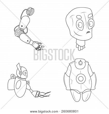 Vector Design Of Robot And Factory Symbol. Set Of Robot And Space Vector Icon For Stock.