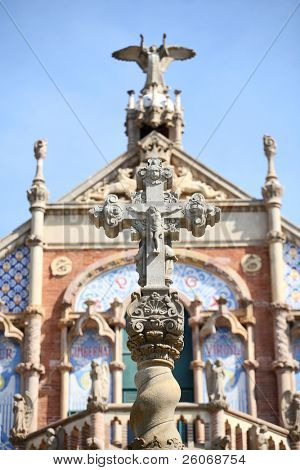 病院・ デ ・ ラ サンタ Creu クロス私はサン ・ パウ、バルセロナ、スペイン
