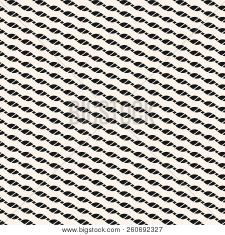 Seamless Pattern With Thin Ropes, Threads, Stripes, Diagonal Lines. Abstract Black And White Geometr