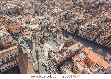 Aerial View Of Piazza Di Spagna And The Spanish Steps In Rome