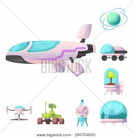 Vector Illustration Of Mars And Space Symbol. Collection Of Mars And Planet Vector Icon For Stock.
