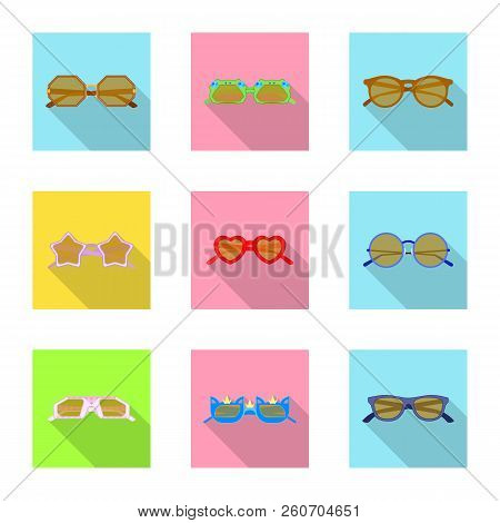 Vector Illustration Of Glasses And Sunglasses Sign. Collection Of Glasses And Accessory Stock Vector