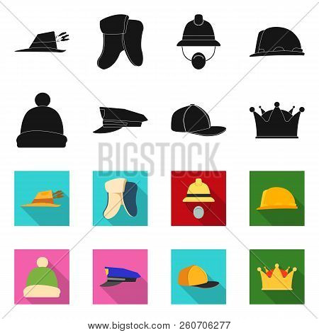Isolated Object Of Headgear And Cap Symbol. Set Of Headgear And Accessory Stock Vector Illustration.