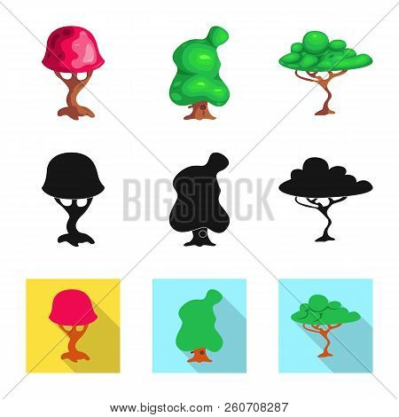 Isolated Object Of Tree And Nature Icon. Set Of Tree And Crown Vector Icon For Stock.