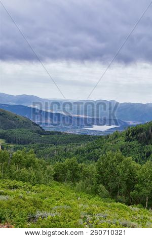 Guardsman Pass Views Of Panoramic Landscape Of The Pass, Midway And Heber Valley Along The Wasatch F