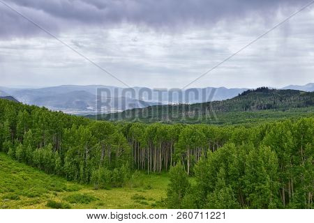 Guardsman Pass Views Of Panoramic Landscape Of The Pass, Midway And Heber Valley Along The Wasatch F