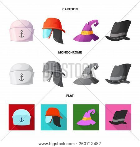 Vector Illustration Of Headgear And Cap Icon. Set Of Headgear And Accessory Vector Icon For Stock.