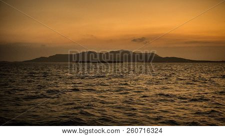 Morning On The Island Of Karimun Jawa Indonesia Magical Sunrise Over Sea With Pink Color In Central 
