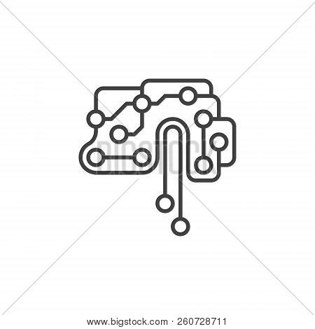 Printed Circuit Board Brain Vector Icon Or Sign In Thin Line Style