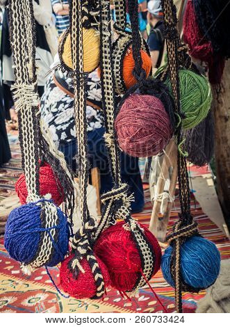 Set Or Rolls Of Colotful String In The View