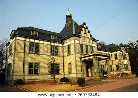 Inuyama, Japan-23 Apr, 2018: An Ancient Building Of The Meiji Museum Dynasty Of Japan About 150 Year