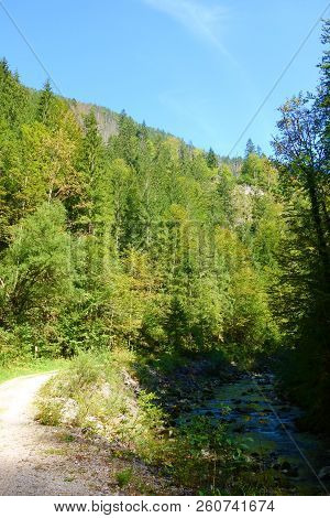 Waterfall From A Clean Mountain Stream In Nothklamm In Austria, Europe