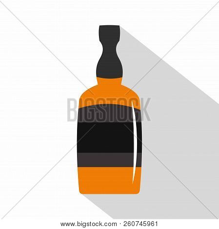 Brandy Bottle Icon. Flat Illustration Of Brandy Bottle Icon For Web