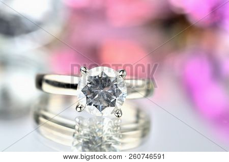 Close-up Of Artificial Stone Ring Jewelery With Reflection
