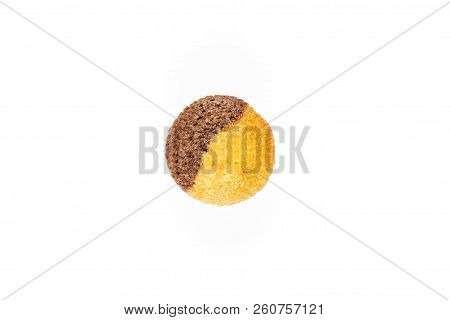 One Whole Fresh Baked Marble Muffin Flatlay Isolated On White Background