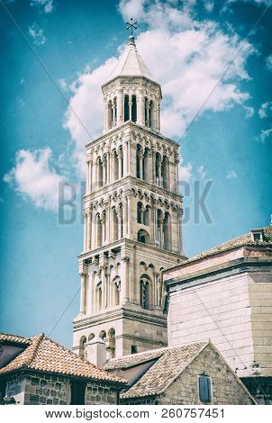 Cathedral Of Saint Domnius In Split, Croatia. Religious Architecture. Travel Destination. Analog Pho