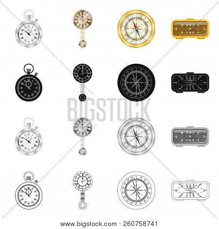 Vector Illustration Of Clock And Time Sign. Collection Of Clock And Circle Stock Vector Illustration