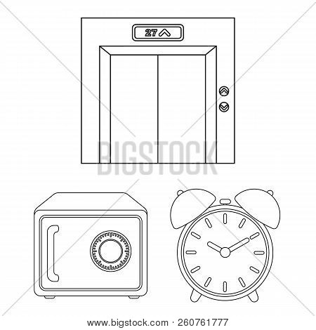Hotel And Equipment Outline Icons In Set Collection For Design. Hotel And Comfort Vector Symbol Stoc