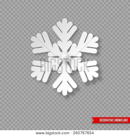 Christmas Holiday Snowflake With Shadow And Pearls. Decorative 3d Element Fow New Year Design. Isola
