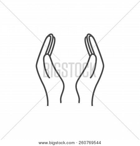 Supporting Hands. Open Hand. Vector Illustration, Flat Design.
