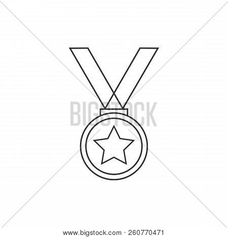 Medal Icon. Trophy Symbol. Vector Illustration, Flat Design.
