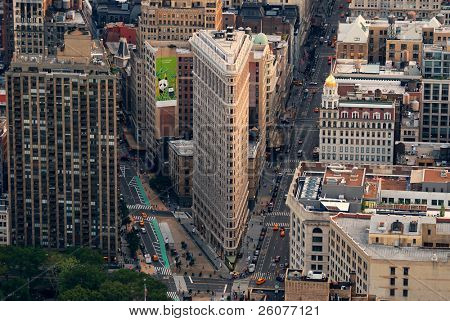 NEW YORK CITY - 11 SEP: Flat Iron gebouw, beschouwd als een van de eerste wolkenkrabbers ooit gebouwd