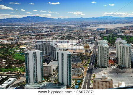 LAS VEGAS - MAR 4: Vegas Strip luchtfoto op 4 maart 2010 in Las Vegas, Nevada. De Las Vegas Stri