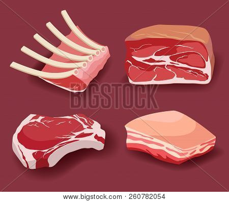 Meat Icon Set Vector Fresh Meat Icons Set