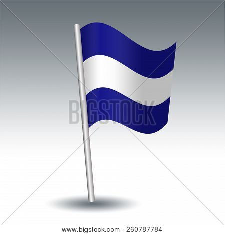 Vector Waving Maritime Signal Flag J Juliet On Slanted Metal Silver Pole - Symbol Of I Am On Fire An