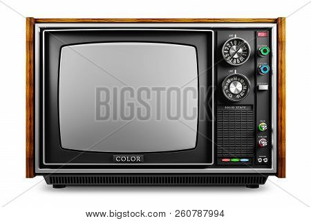 An Old Tv With A Monochrome Kinescope Isolated On White Background 3d