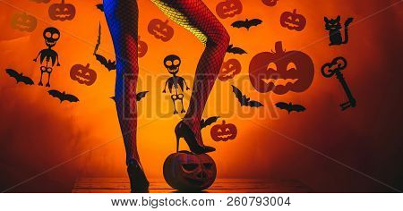 Entrance Is Limited To Nightclub, Dress Code. Sexy Young Woman On Halloween Party. Woman's Sexual Li