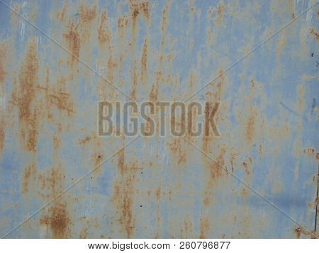 Orange Rust On A Light Blue Metal, A Detail