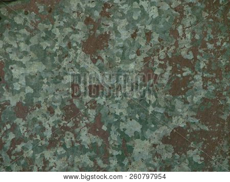 Grunge Texture Of Green Rusty Metal With Scratches