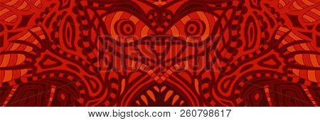 Terrible Red Pattern With Ugly Evil Demons Face