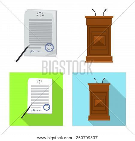 Isolated Object Of Law And Lawyer Icon. Set Of Law And Justice Vector Icon For Stock.