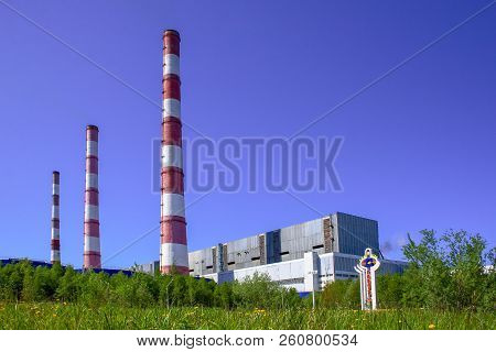 Surgut, Russia, 06.16.2008: Ogk-4, Surgutskaya Gres-2. Thermal Power Station Against The Blue Sky.