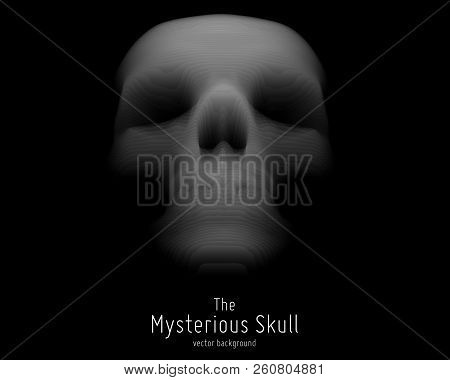 Vector Skull Constructed With Slices. Paper Cut Mysterious Sacral Skull Background. Internet Securit