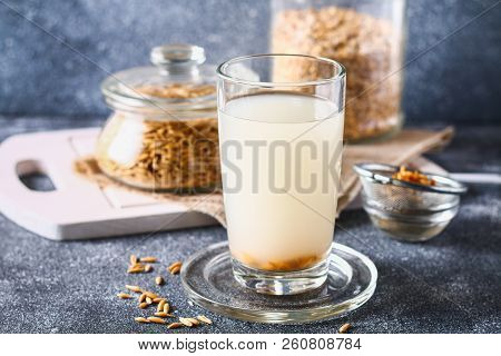 Broth, Infusion Of Oat Grains. Oat Kvass, Jelly Is A Healthy Drink.