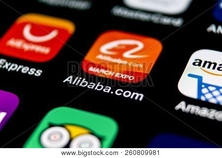 Sankt-petersburg, September 30, 2018: Alibaba Application Icon On Apple Iphone X Smartphone Screen C
