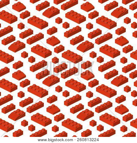 Isometric Constructor Blocks 3d Seamless Pattern Background Preschool Build Cubic Vector Illustratio