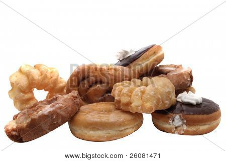 assorterede donuts isoleret på hvid