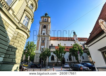 Maribor, Slovenia - May 22, 2018: Maribor Cathedral, Dedicated To Saint John The Baptist, Is A Roman