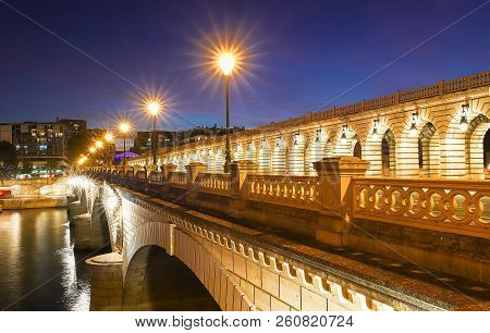 The Bercy Bridge At Night, Paris, France