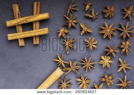 Diez The Cinnamon And Star Anise Top View  On Slate