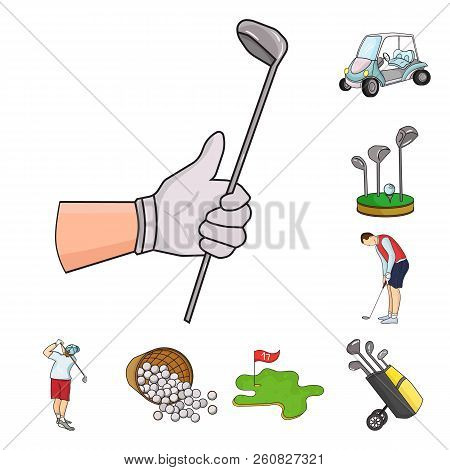 Golf And Attributes Cartoon Icons In Set Collection For Design.golf Club And Equipment Vector Symbol
