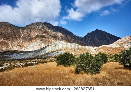 Rocky Mountain Top On The Island Of Nisiros In Greece