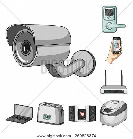Smart Home Appliances Cartoon Icons In Set Collection For Design. Modern Household Appliances Vector