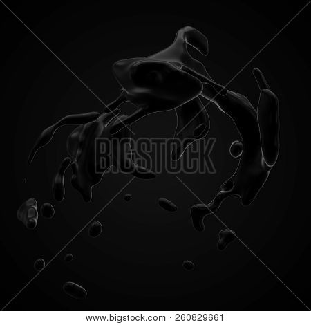 Strange Blackfluid Movements Without Gravitation. 3d Illustration
