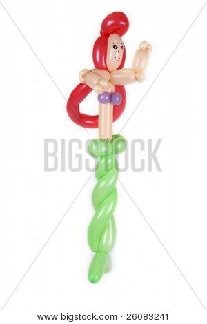 Snoet ballon havfrue vinker isoleret på hvid