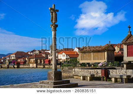 Combarro cross Galician village in Pontevedra at Galicia Spain